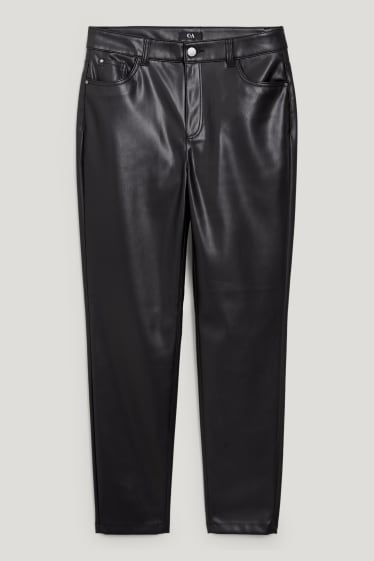 Damen - Hose - High Waist - Straight Fit - Lederimitat - schwarz