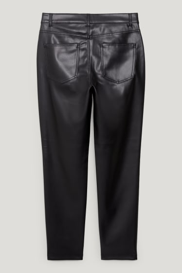 Damen - Hose - High Waist - Straight Fit - Lederimitat - schwarz