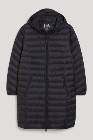 Women - Down jacket with hood - black