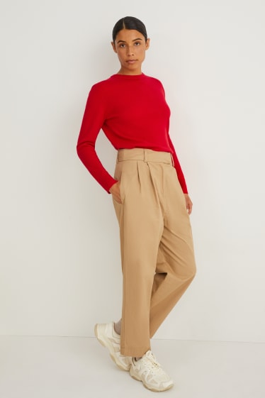 Mujer - Jersey básico - mezcla de lana con cachemir - rojo