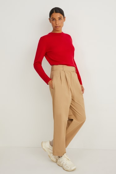 Femmes - Pullover basique - mélange de laine contenant du cachemire - rouge