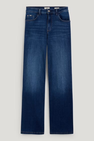 Dames - Wide leg jeans - high waist - jeansblauw