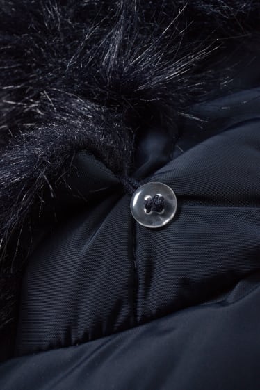 Kids Girls - Steppjacke mit Kapuze und Kunstfellbesatz - dunkelblau