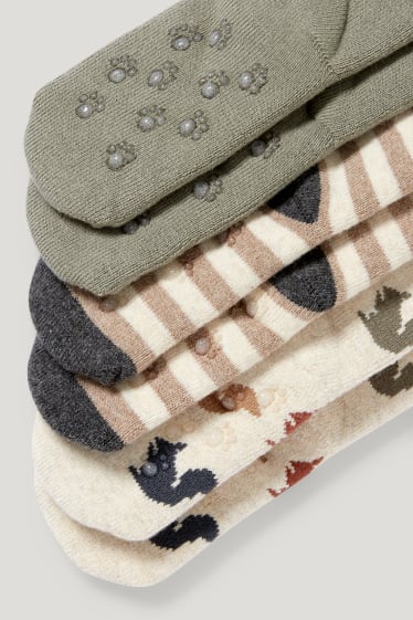 Baby Boys - Multipack 3er - Waldtiere - Erstlings-Anti-Rutsch-Socken - grün