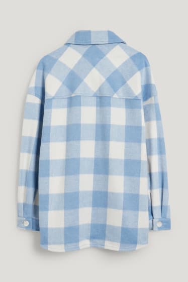 Kids Girls - Flanellbluse - kariert - weiß / hellblau