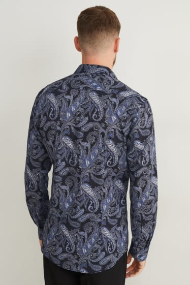 Heren - Business-overhemd - slim fit - cut away - gemakkelijk te strijken - donkerblauw