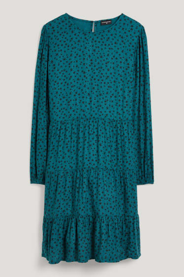 Dames XL - CLOCKHOUSE - jurk van viscose - gebloemd - petrol