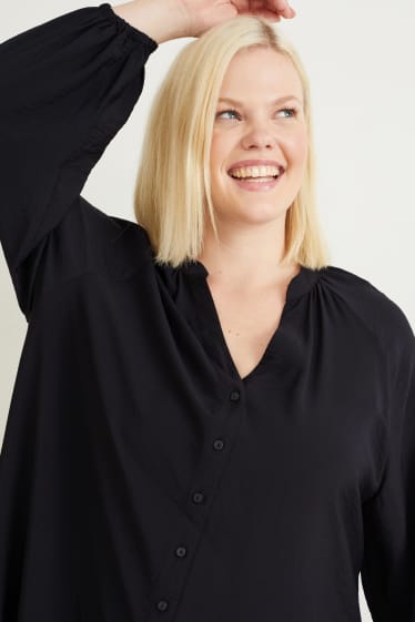 Dames - Jurk met V-hals - zwart
