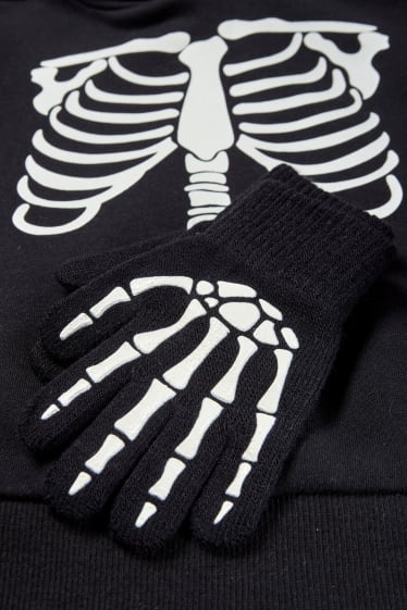 Toddler Boys - Set - Halloween-Hoodie- und Handschuhe - Glow in the dark - schwarz