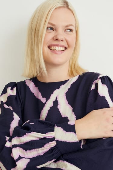 Dames - A-lijn-jurk - met patroon - donkerblauw