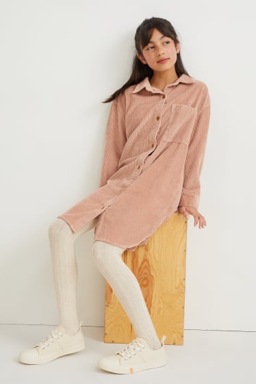 Kids Girls - Cordkleid - apricot