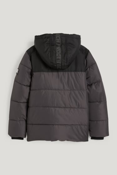 Niños - Chaqueta acolchada con capucha - gris oscuro