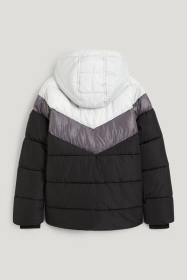 Kids Boys - Quilted jacket with hood - light gray-melange