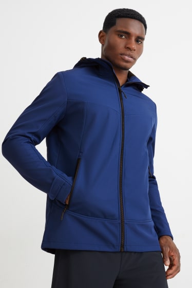Herren - Softshelljacke mit Kapuze - 4 Way Stretch - dunkelblau