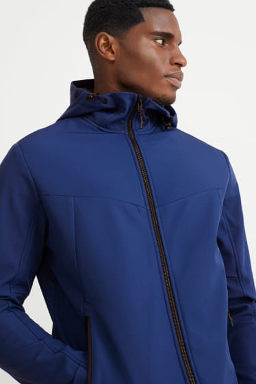 Herren - Softshelljacke mit Kapuze - 4 Way Stretch - dunkelblau