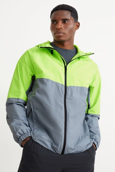 Herren - Regenjacke mit Kapuze - neon grün