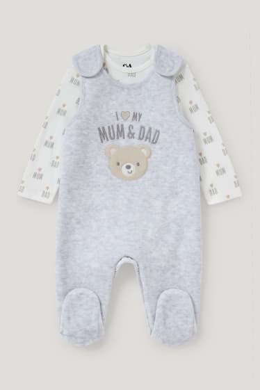 Baby Girls - Strampler-Set - 2 teilig - hellgrau-melange