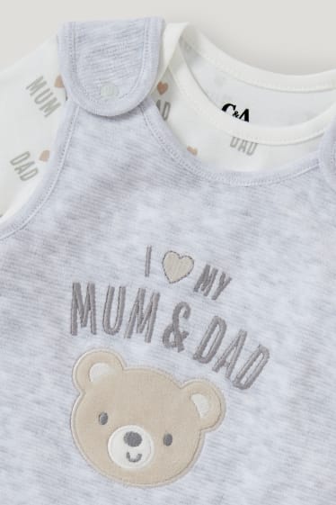 Baby Girls - Strampler-Set - 2 teilig - hellgrau-melange