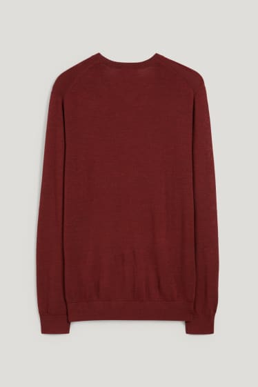 Herren - Merino-Pullover - bordeaux