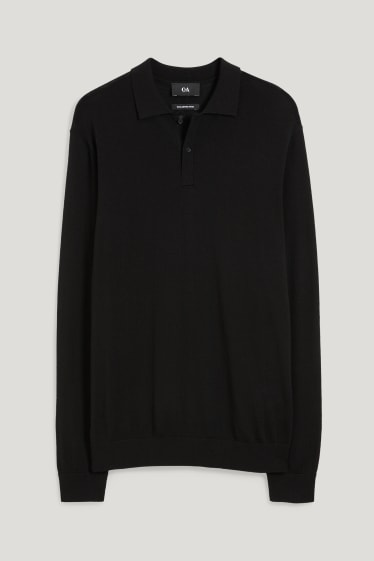 Herren - Merino-Pullover - schwarz