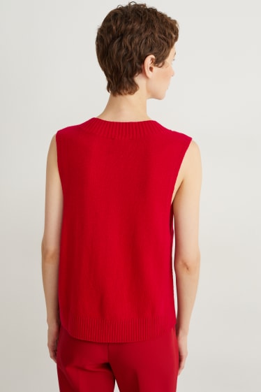 Mujer - Chaleco - mezcla de lana - rojo