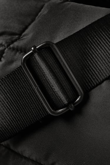 Damen - Stepp-Shopper mit abnehmbarem Taschengurt - schwarz