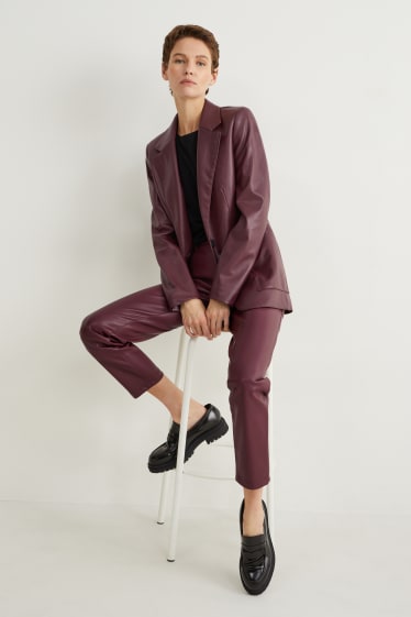 Women - Blazer - regular fit - faux leather - bordeaux