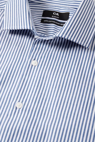 Hombre - Camisa de oficina - slim fit - cutaway - de planchado fácil - azul oscuro / blanco