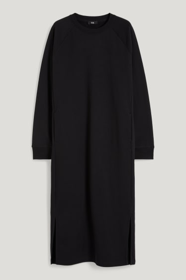 Damen - Basic-Sweatkleid - schwarz