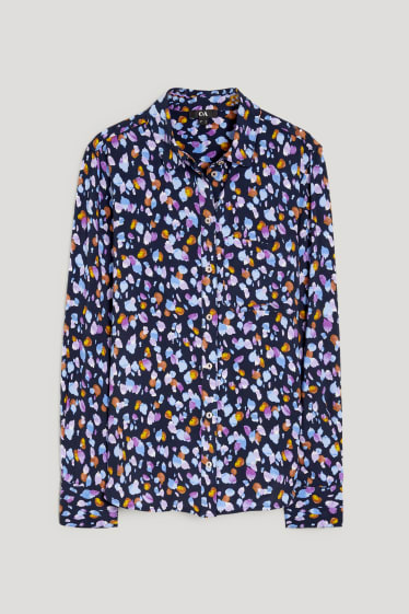 Damen - Bluse - gemustert - dunkelblau