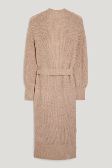 Damen - Lange Strickjacke - hellbeige