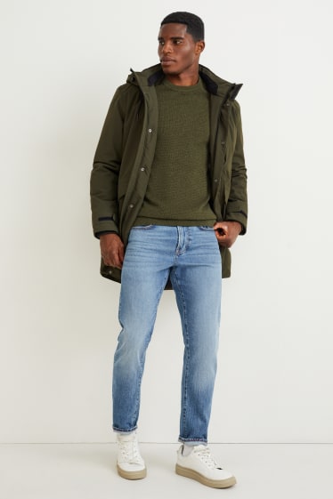 Herren - Regenjacke mit Kapuze - dunkelgrün