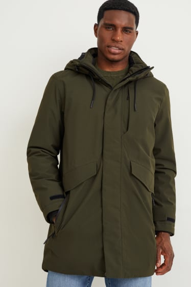 Herren - Regenjacke mit Kapuze - dunkelgrün