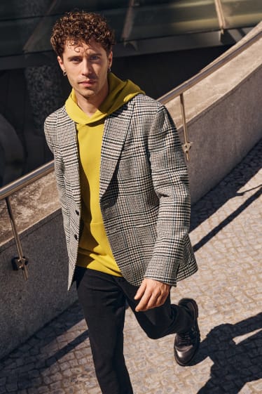 Hommes - Veste - slim fit - à carreaux - beige