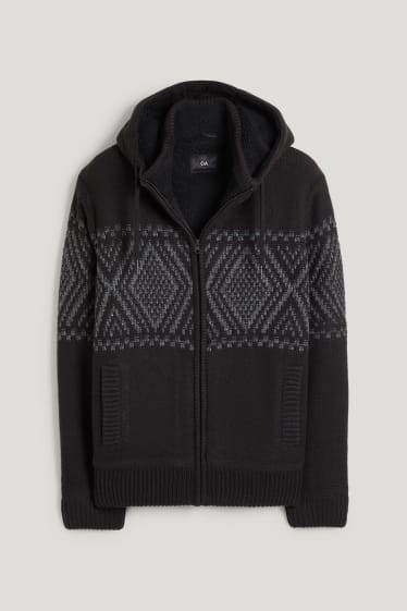 Hombre - Cárdigan con capucha - negro