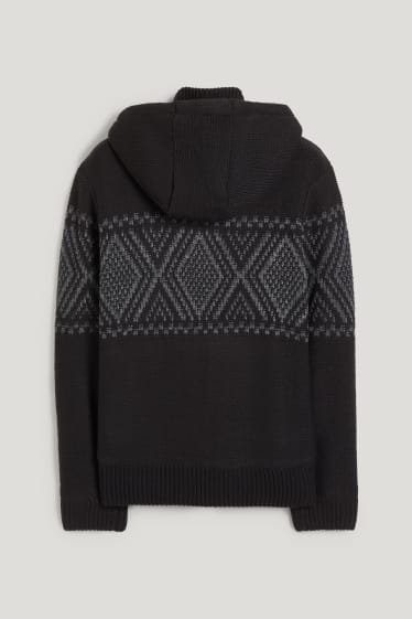 Hombre - Cárdigan con capucha - negro