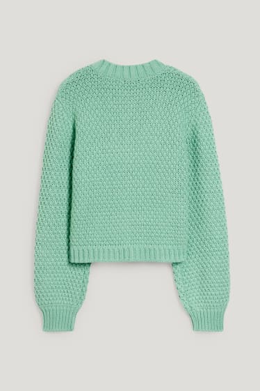 Damen - Strickjacke - Zopfmuster - hellgrün