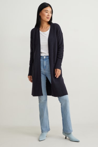 Damen - Lange Strickjacke - dunkelblau