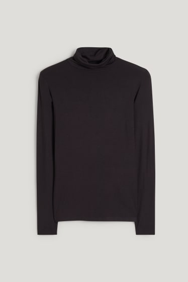 Damen - Basic-Rollkragenshirt - schwarz