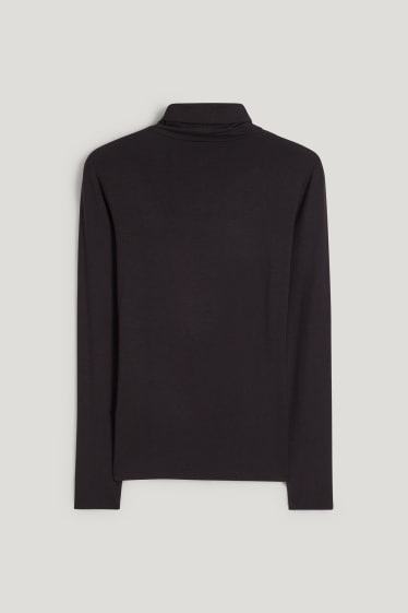 Damen - Basic-Rollkragenshirt - schwarz