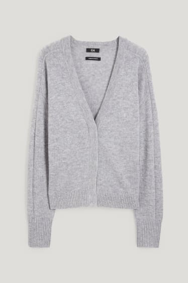 Damen - Strickjacke - Woll-Mix - grau