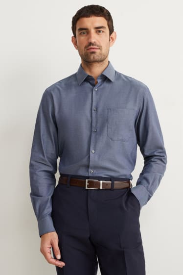 Heren - Oxford overhemd - regular fit - kent - gemakkelijk te strijken - donkerblauw