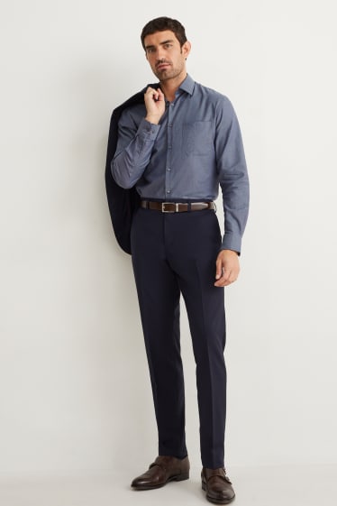 Heren - Oxford overhemd - regular fit - kent - gemakkelijk te strijken - donkerblauw