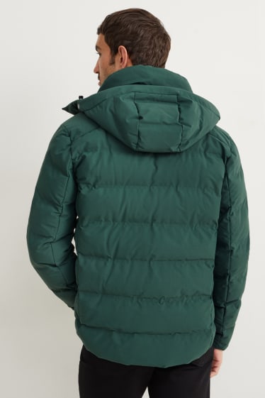 Men - Quilted jacket with hood - green