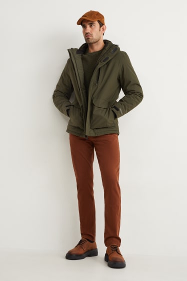 Hommes - Manteau de pluie à capuche - kaki