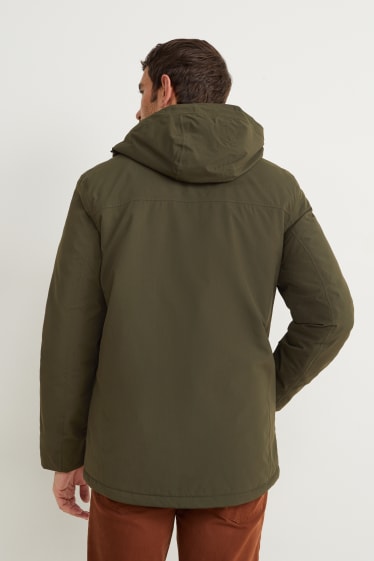 Hommes - Manteau de pluie à capuche - kaki