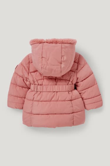 Baby Girls - Baby quilted jacket with hood - rose
