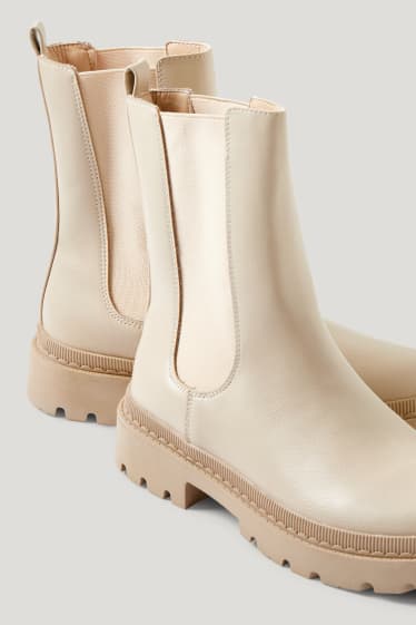 Damen - Boots - Lederimitat - beige