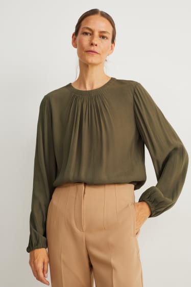 Damen - Business-Bluse - dunkelgrün