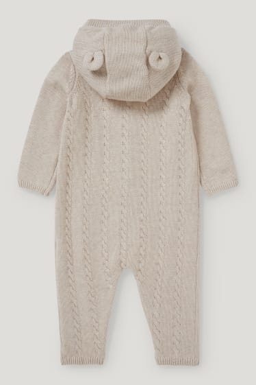 Baby Girls - Baby-Strick-Overall - Zopfmuster - hellbeige